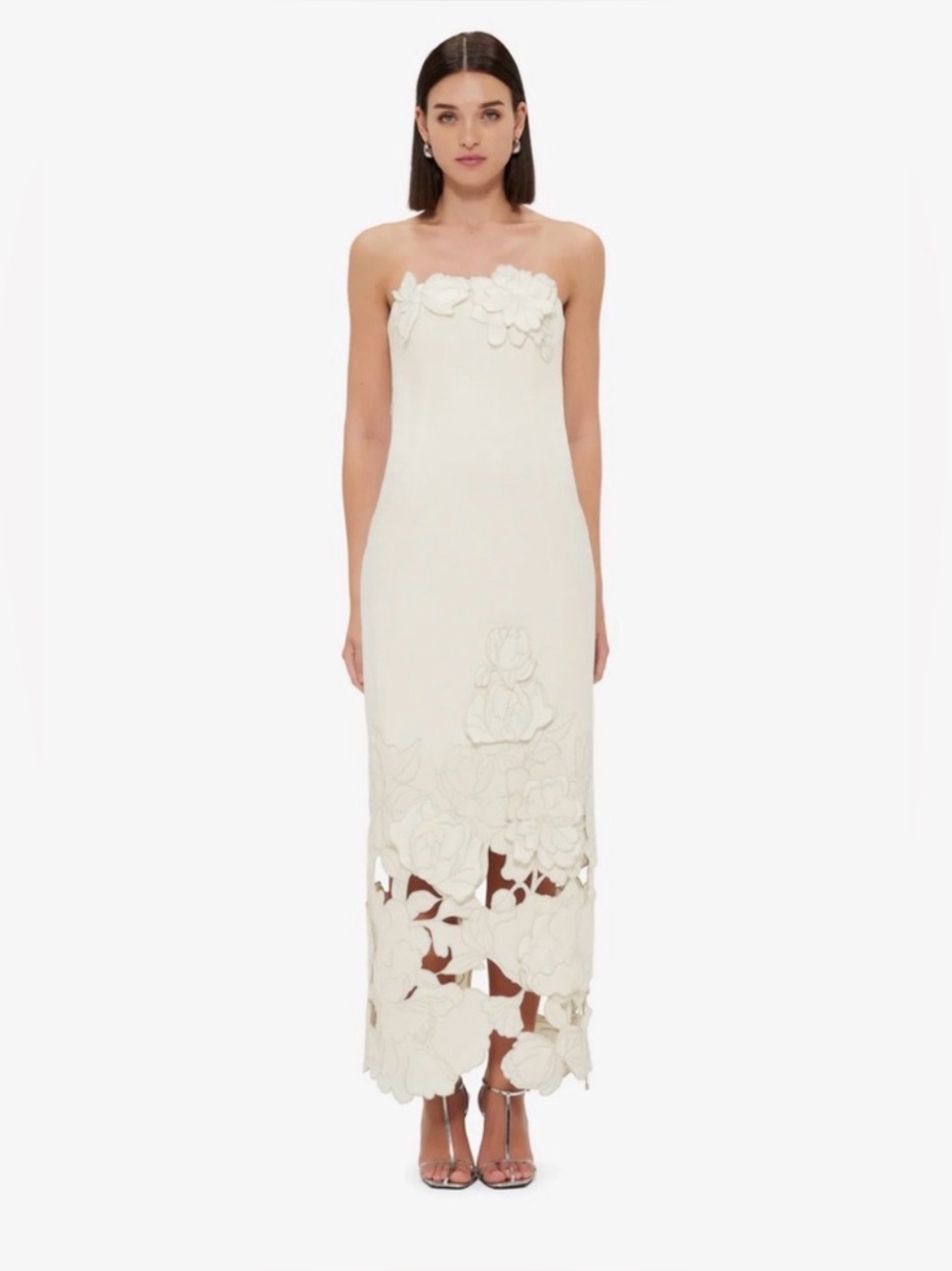 Leo Lin Rayna Appliqué Bustier Maxi Dress- Vanilla size 4 - Picture 2 of 6